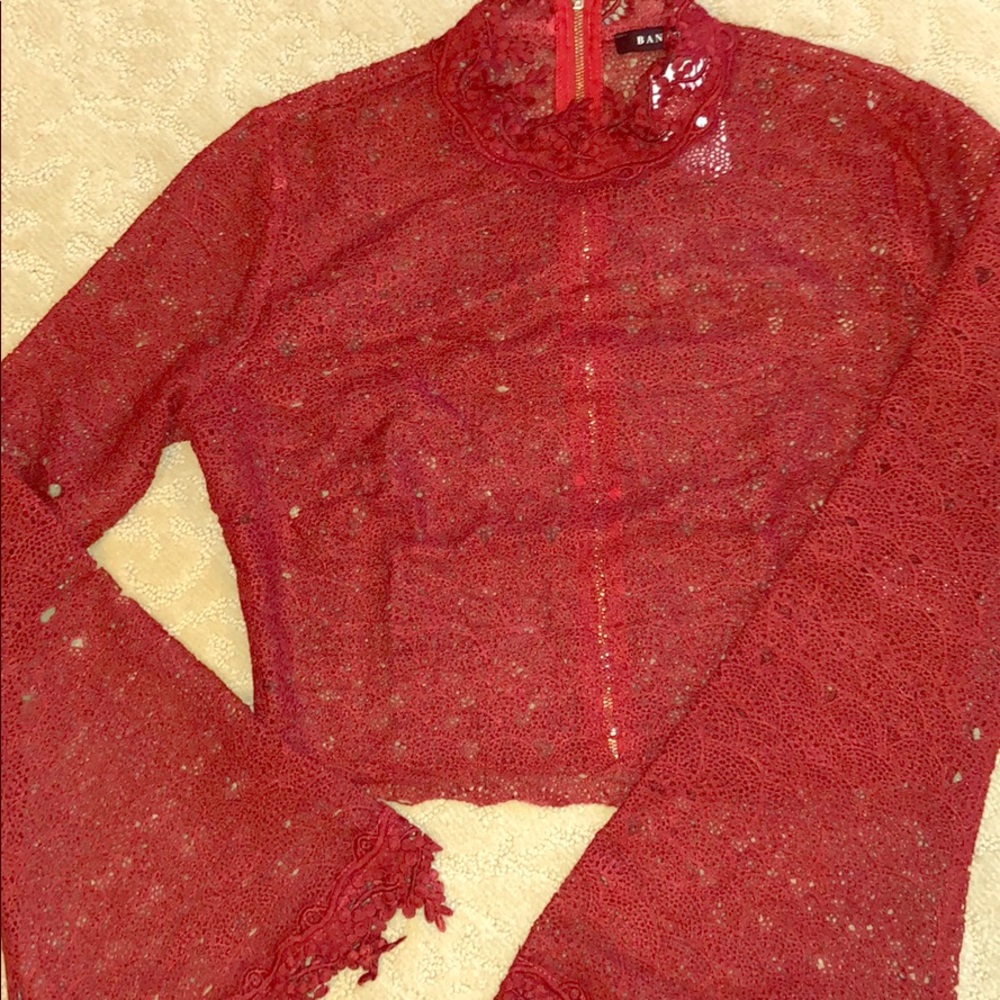burgundy/red crochet crop top